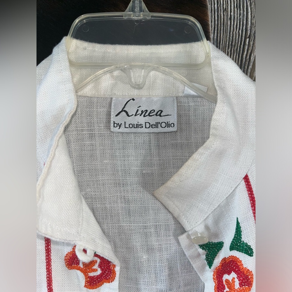 Linea Louis Dell’Olio size XS linen bright embroidered white super cute jacket - Picture 4 of 9